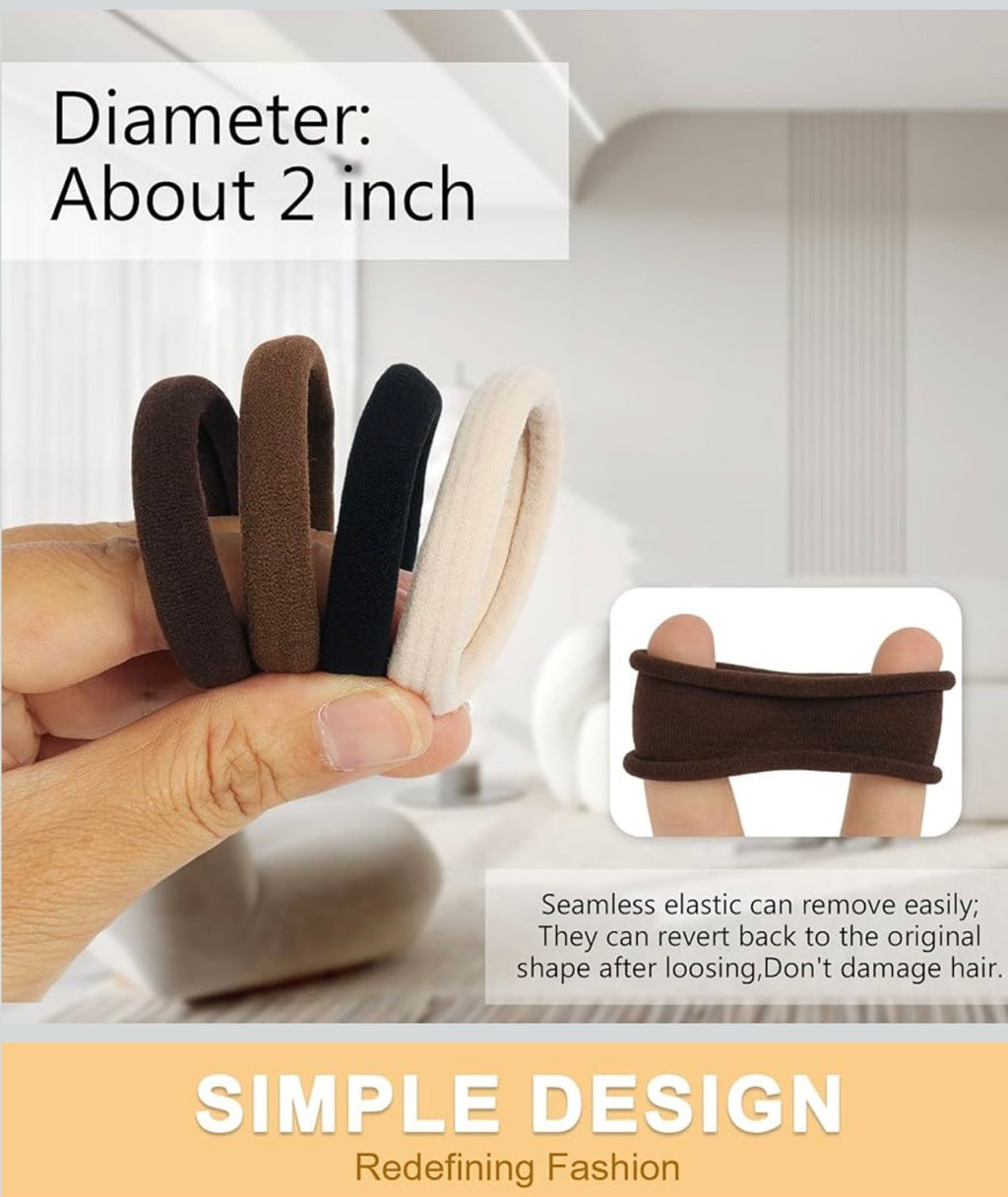 Hair Ties for Women, Black Elastic Hair Bands, 2 Inch Seamless No-Damage Hair Elastics (Black-60pcs)