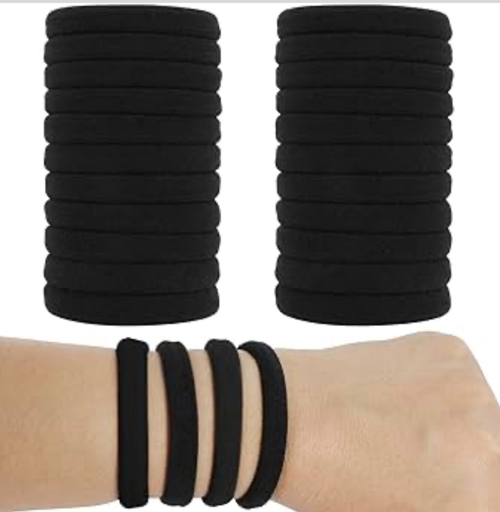Hair Ties for Women, Black Elastic Hair Bands, 2 Inch Seamless No-Damage Hair Elastics (Black-60pcs)