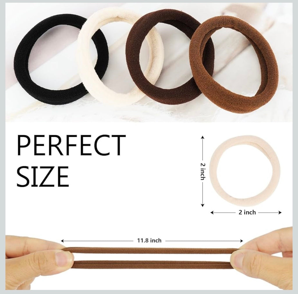 Hair Ties for Women, Black Elastic Hair Bands, 2 Inch Seamless No-Damage Hair Elastics (Black-60pcs)