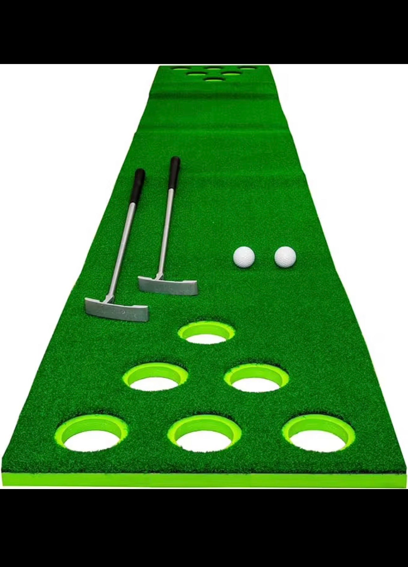 Golf Mat Game Set Short Game Trainer For Office Parties Backyard Bbq’s With Covers Indoor/Outdoor 12Hole Green