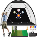 10x7ft Outdoor Golf Practice Nets Mats All-In-One Backyard Driving Chipping Swing Training With Archery Target Balls & Bags