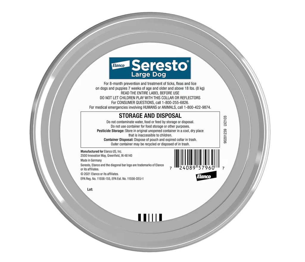 Seresto Flea & Tick Collar For Dogs Over 18 lbs., Treatment & Prevention, Vet-Recommend, 8 Month Protection