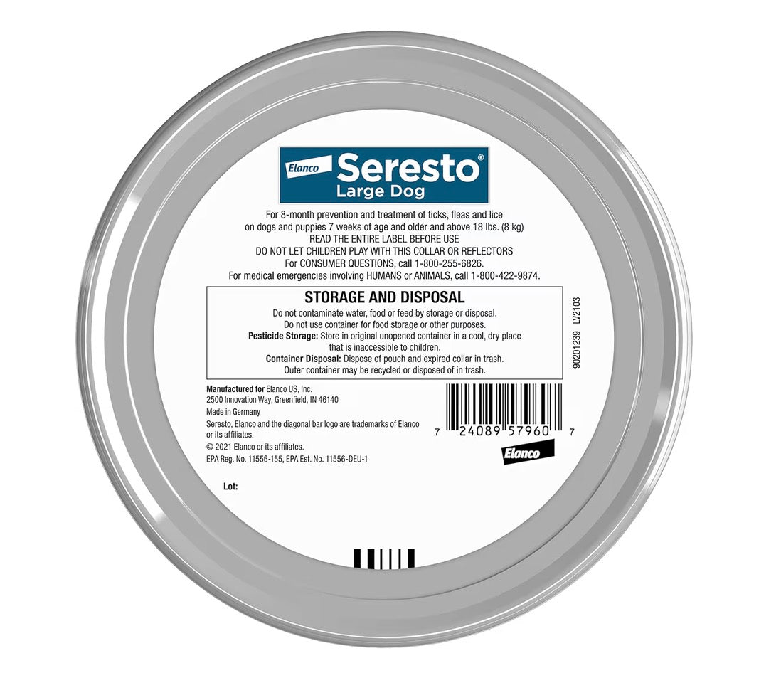 Seresto Flea & Tick Collar For Dogs Over 18 lbs., Treatment & Prevention, Vet-Recommend, 8 Month Protection