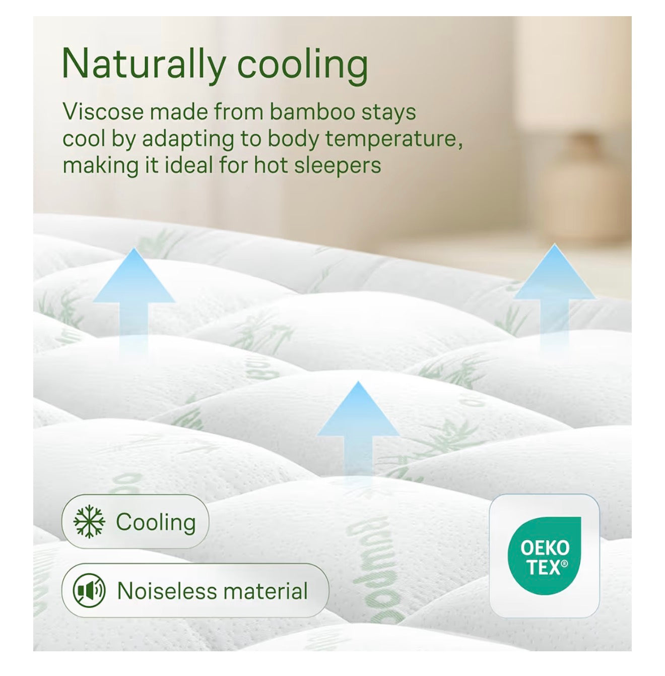 Ultra Soft Queen Size Mattress Topper - Viscose Made from Bamboo Pillow Top Mattress Pad for Back Pain Relief - Naturally Cooling for Hot Sleepers