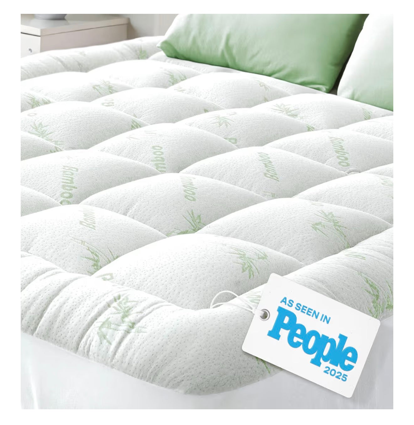Ultra Soft Queen Size Mattress Topper - Viscose Made from Bamboo Pillow Top Mattress Pad for Back Pain Relief - Naturally Cooling for Hot Sleepers