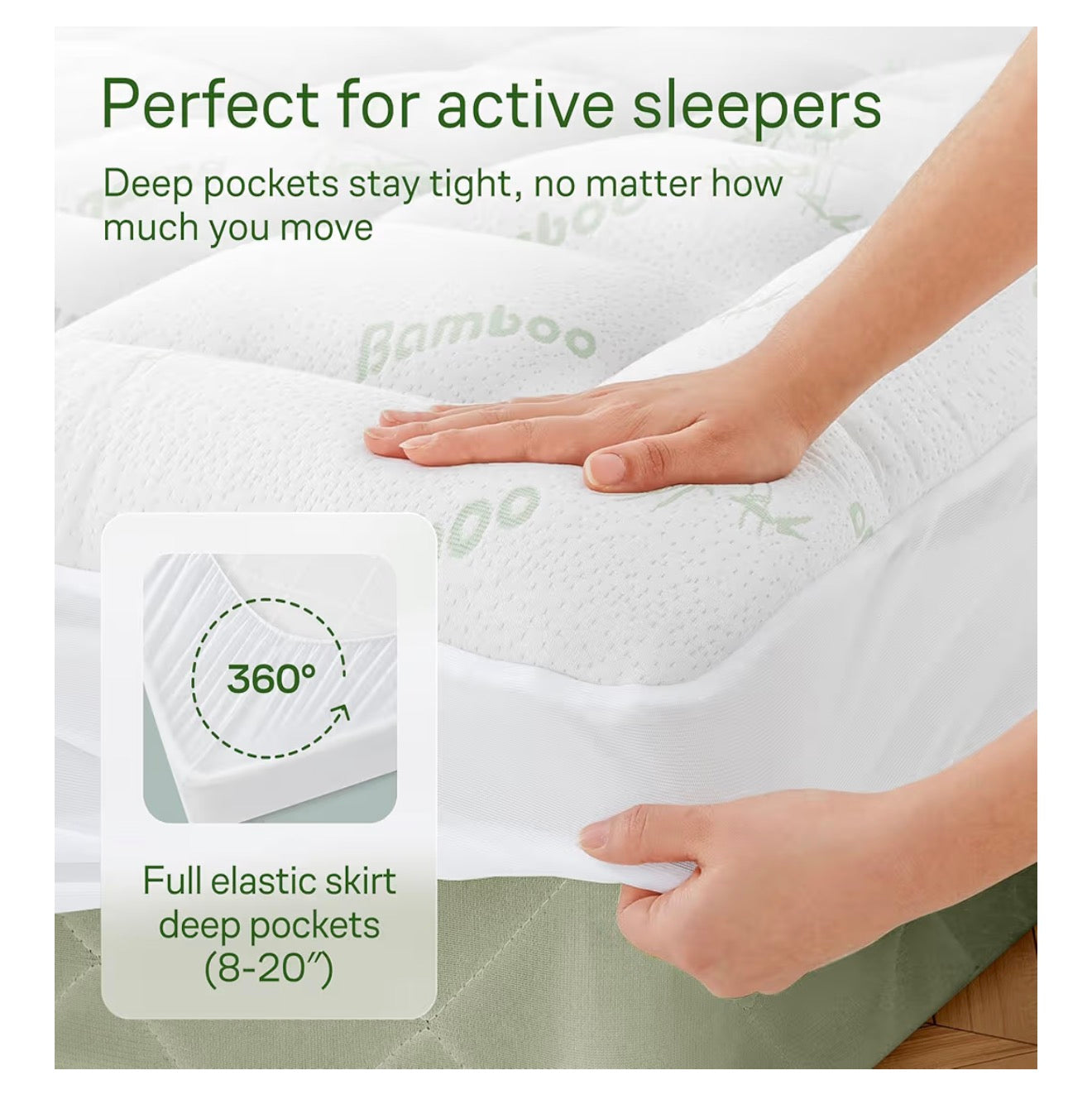 Ultra Soft Queen Size Mattress Topper - Viscose Made from Bamboo Pillow Top Mattress Pad for Back Pain Relief - Naturally Cooling for Hot Sleepers