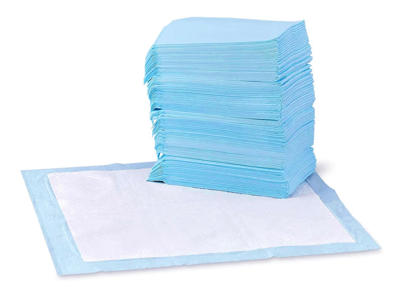 Leak-Proof Dog and Puppy Potty Training Pee Pads with Quick-Dry 5-Layer Super Absorbent Design, Regular Size 22 x 22 inch, Blue & White, 100 Count