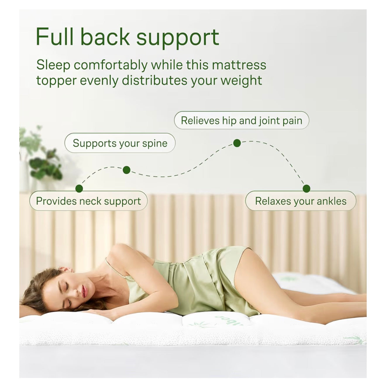 Ultra Soft Queen Size Mattress Topper - Viscose Made from Bamboo Pillow Top Mattress Pad for Back Pain Relief - Naturally Cooling for Hot Sleepers