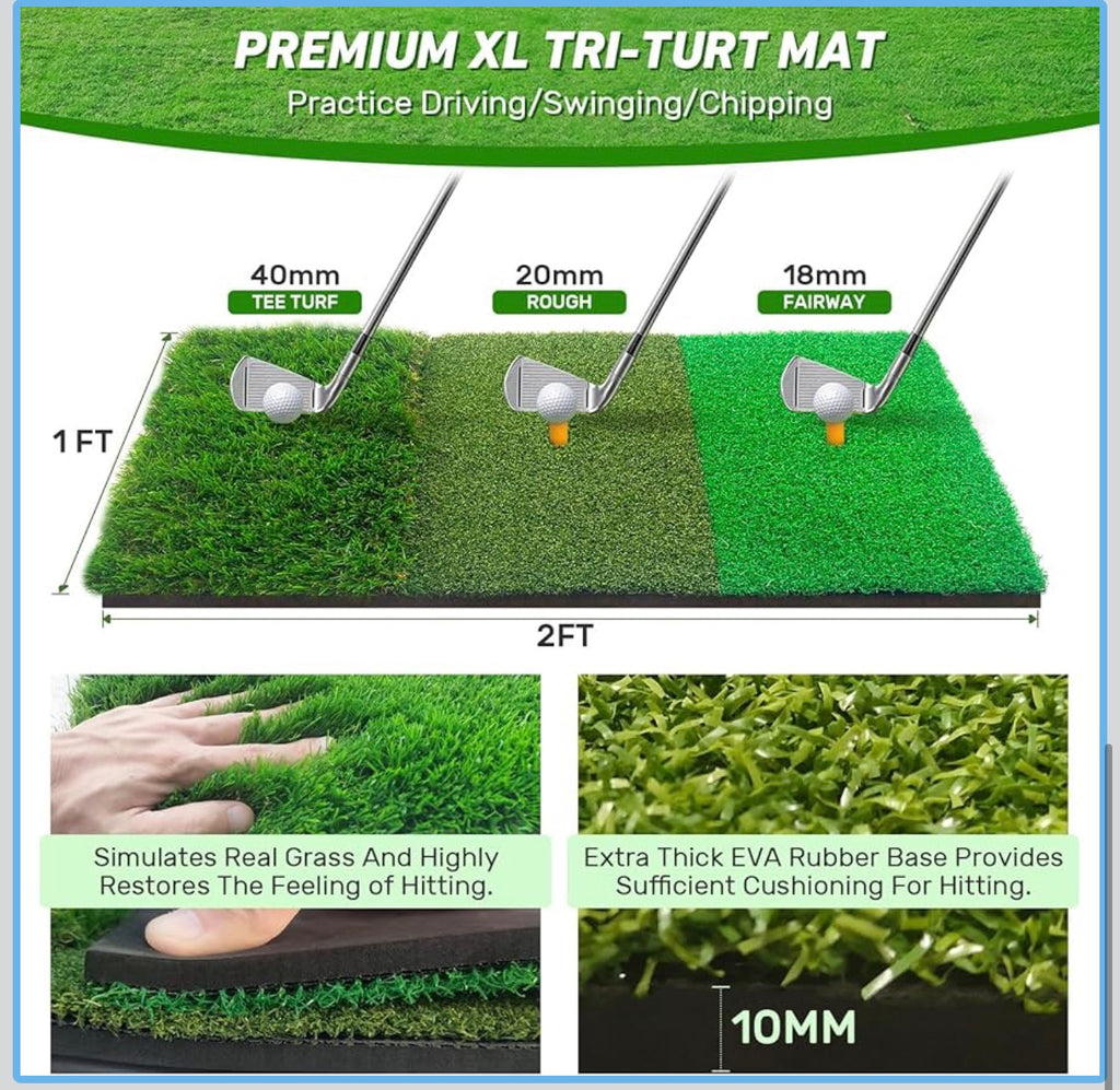 10x7ft Outdoor Golf Practice Nets Mats All-In-One Backyard Driving Chipping Swing Training With Archery Target Balls & Bags