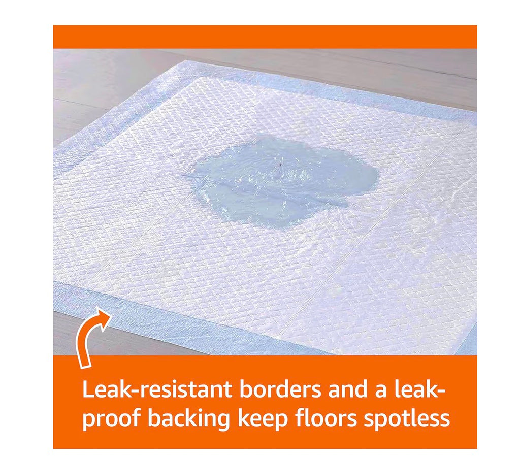 Leak-Proof Dog and Puppy Potty Training Pee Pads with Quick-Dry 5-Layer Super Absorbent Design, Regular Size 22 x 22 inch, Blue & White, 100 Count