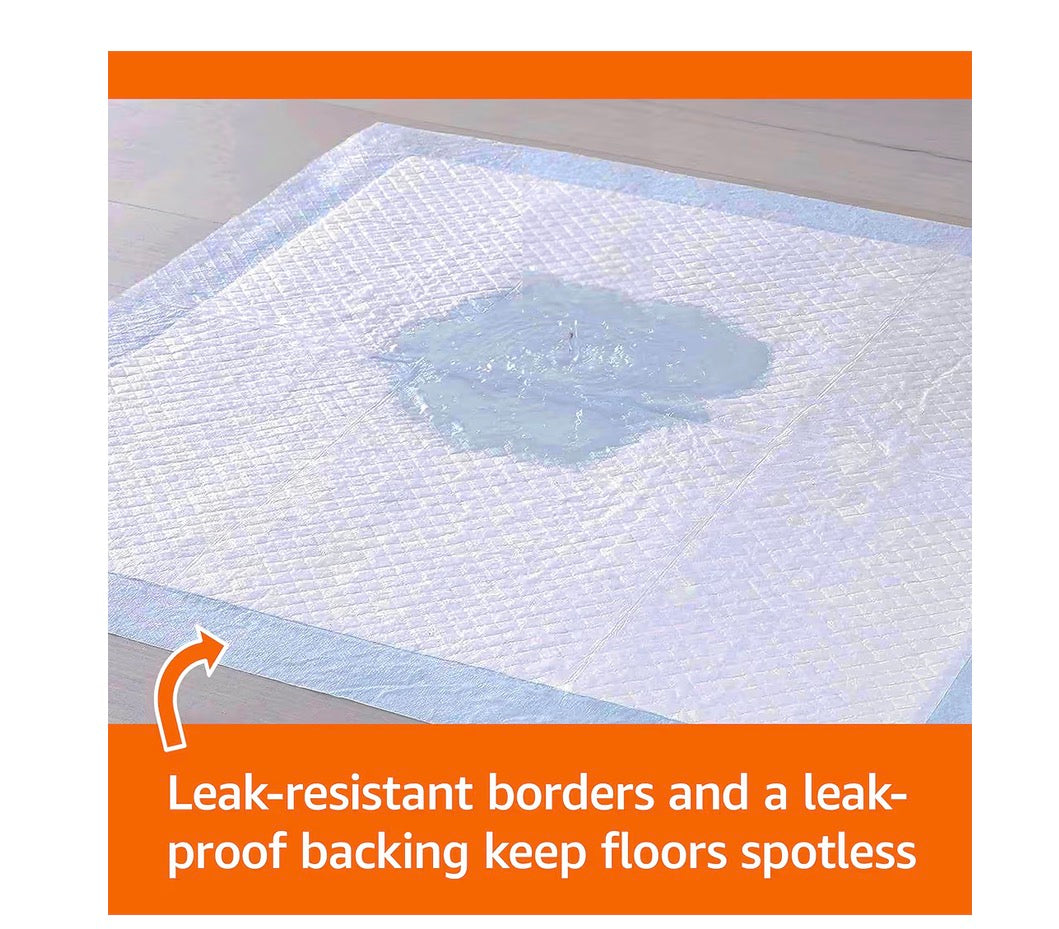 Leak-Proof Dog and Puppy Potty Training Pee Pads with Quick-Dry 5-Layer Super Absorbent Design, Regular Size 22 x 22 inch, Blue & White, 100 Count