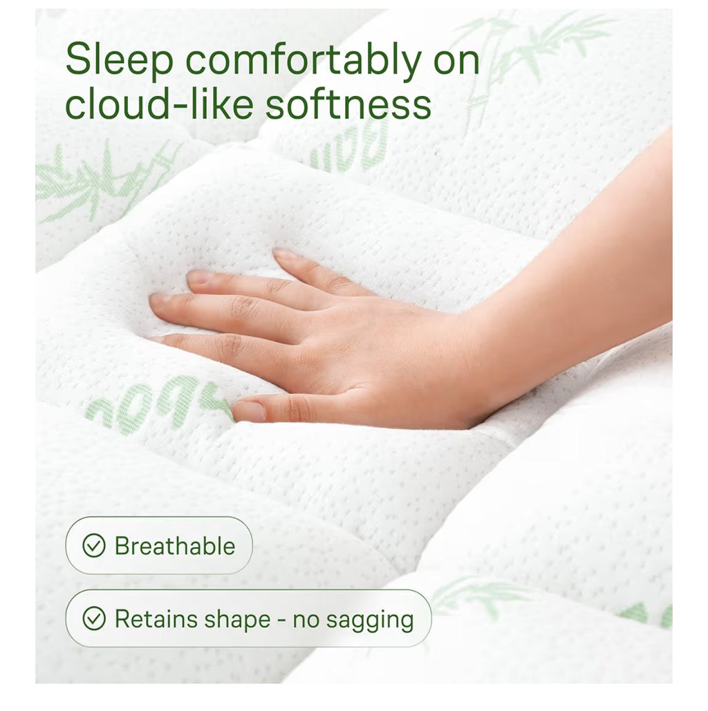 Ultra Soft Queen Size Mattress Topper - Viscose Made from Bamboo Pillow Top Mattress Pad for Back Pain Relief - Naturally Cooling for Hot Sleepers